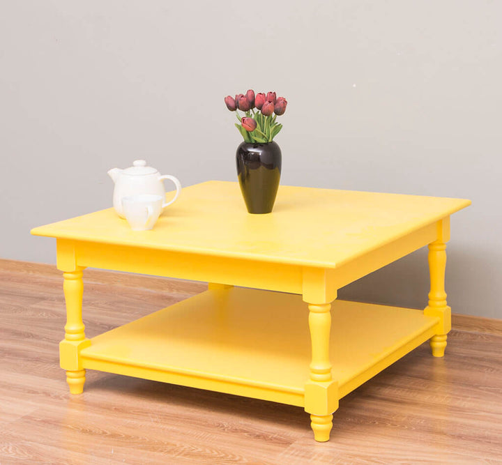 Table basse en pin massif avec service à thé — Le Grenier Campagnard