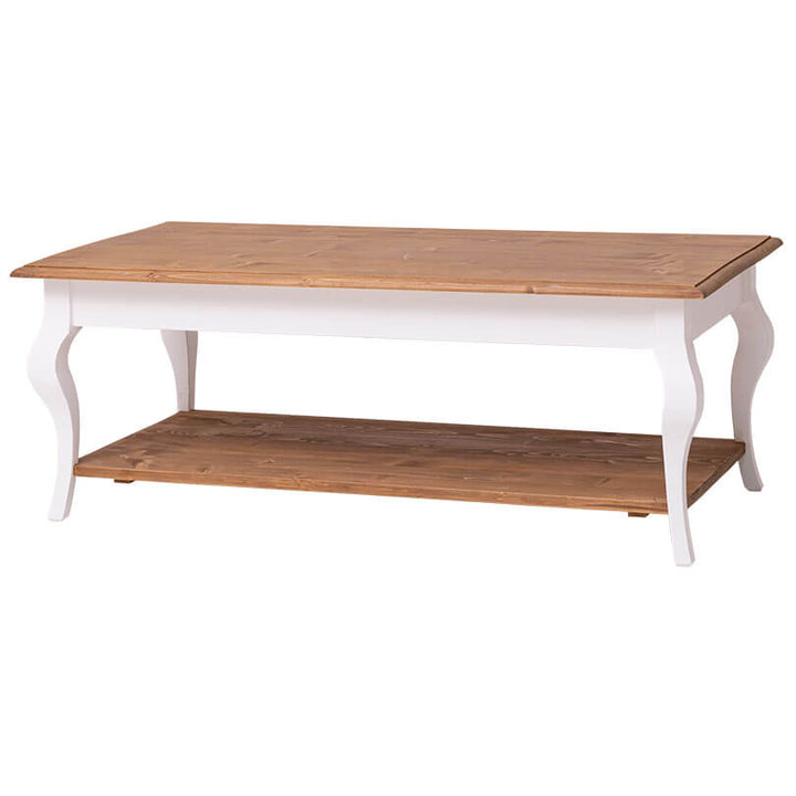 Table basse en pin massif avec tablette de rangement — Le Grenier Campagnard