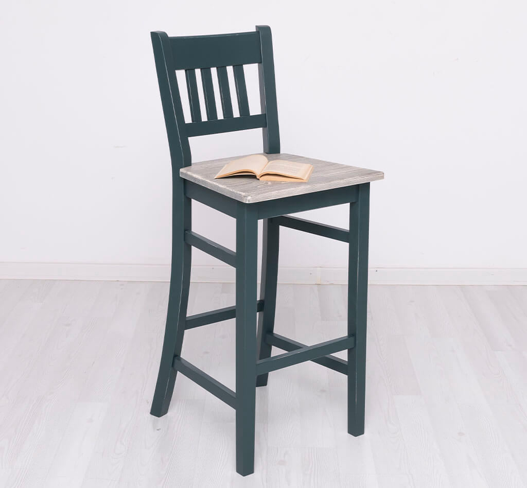 Tabouret de bar en pin massif avec assise à l&