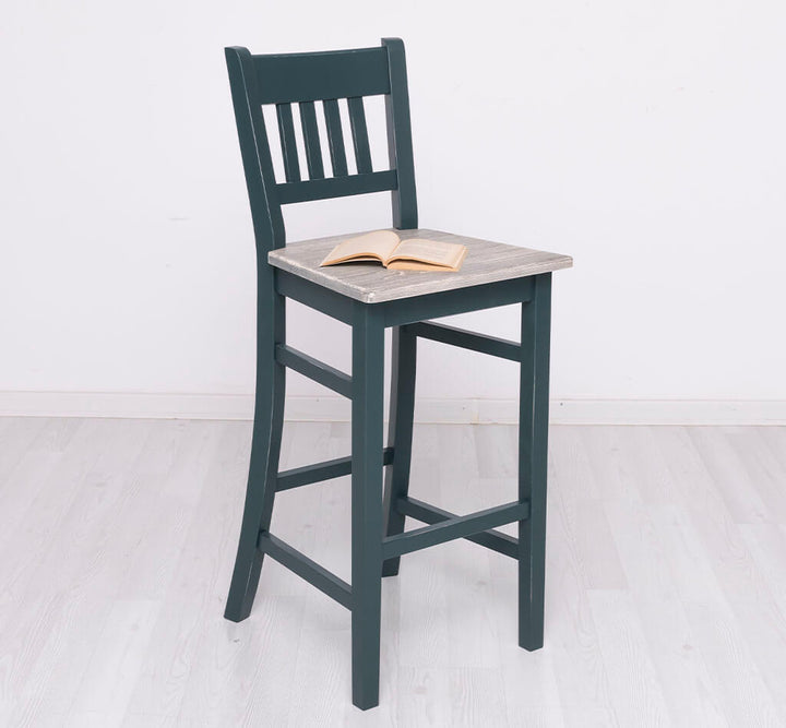 Tabouret de bar en pin massif avec assise à l&