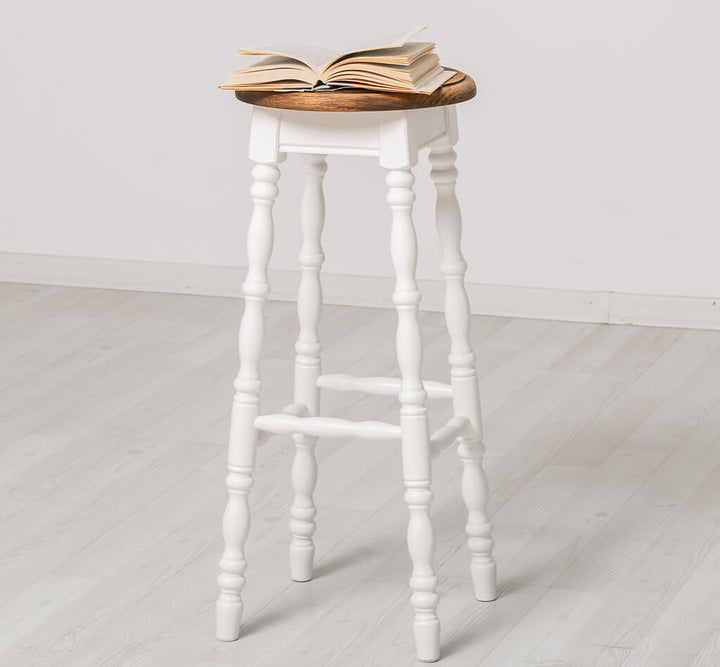 Tabouret de bar en pin massif décoré d&