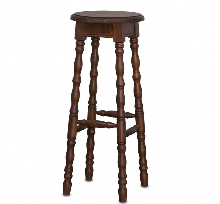 Tabouret de bar en pin massif avec repose-pieds — Le Grenier Campagnard