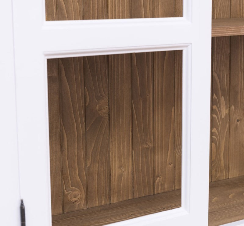 Vitrine bibliothèque en pin massif GS553 – détail de la partie vitrée